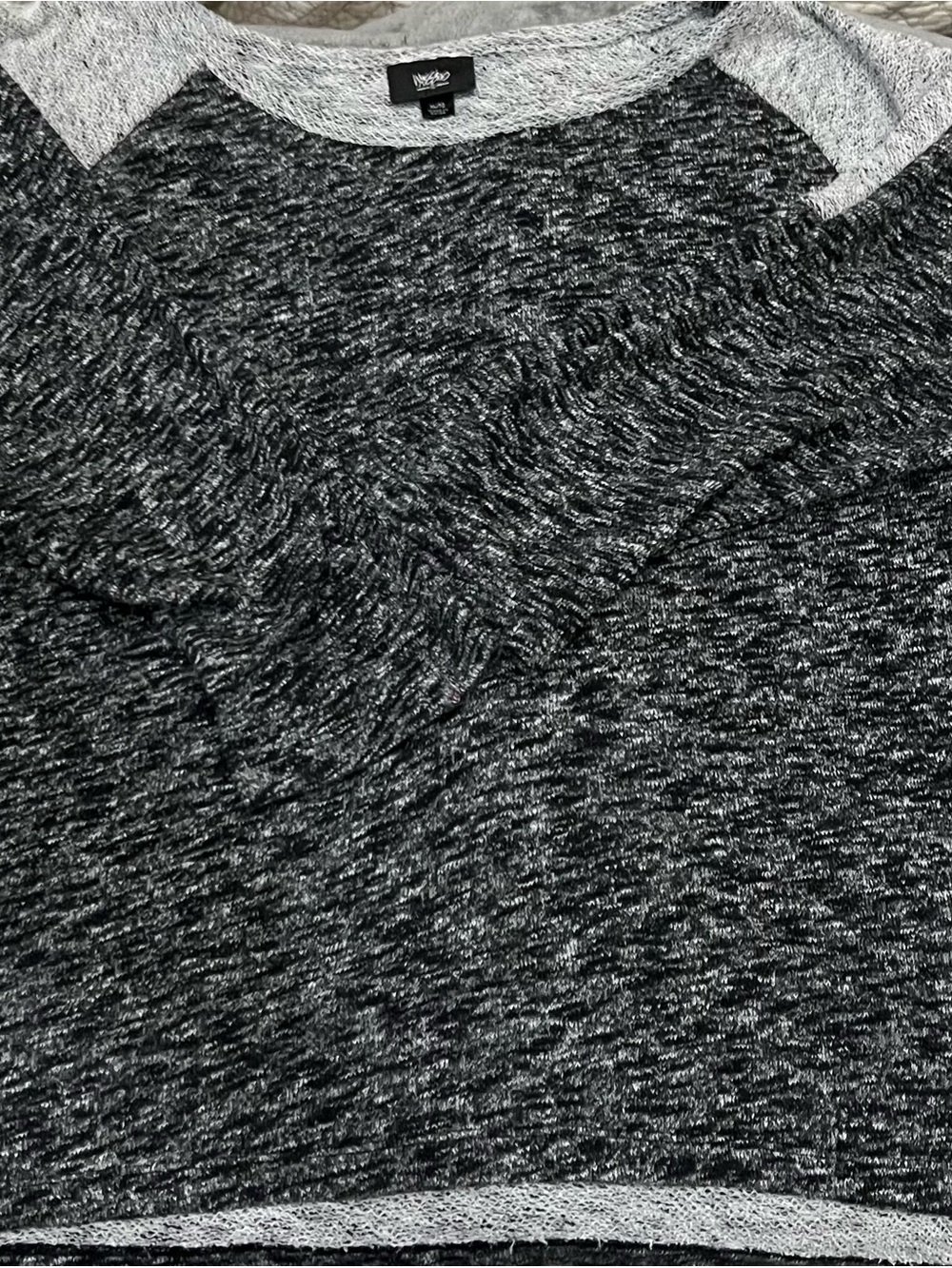 Mossimo Supply Co. Black & Gray Marled Raglan Sweatshirt with 3/4 Sleeve